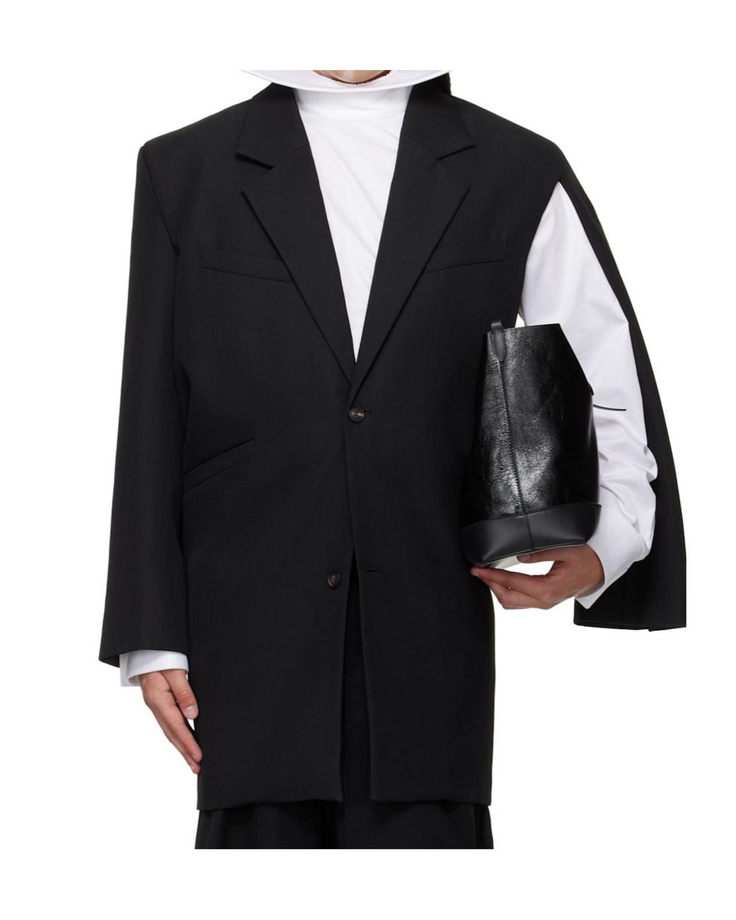 Egonlab Black Curved Vent Single-Breasted Wool Suit Jacket for men