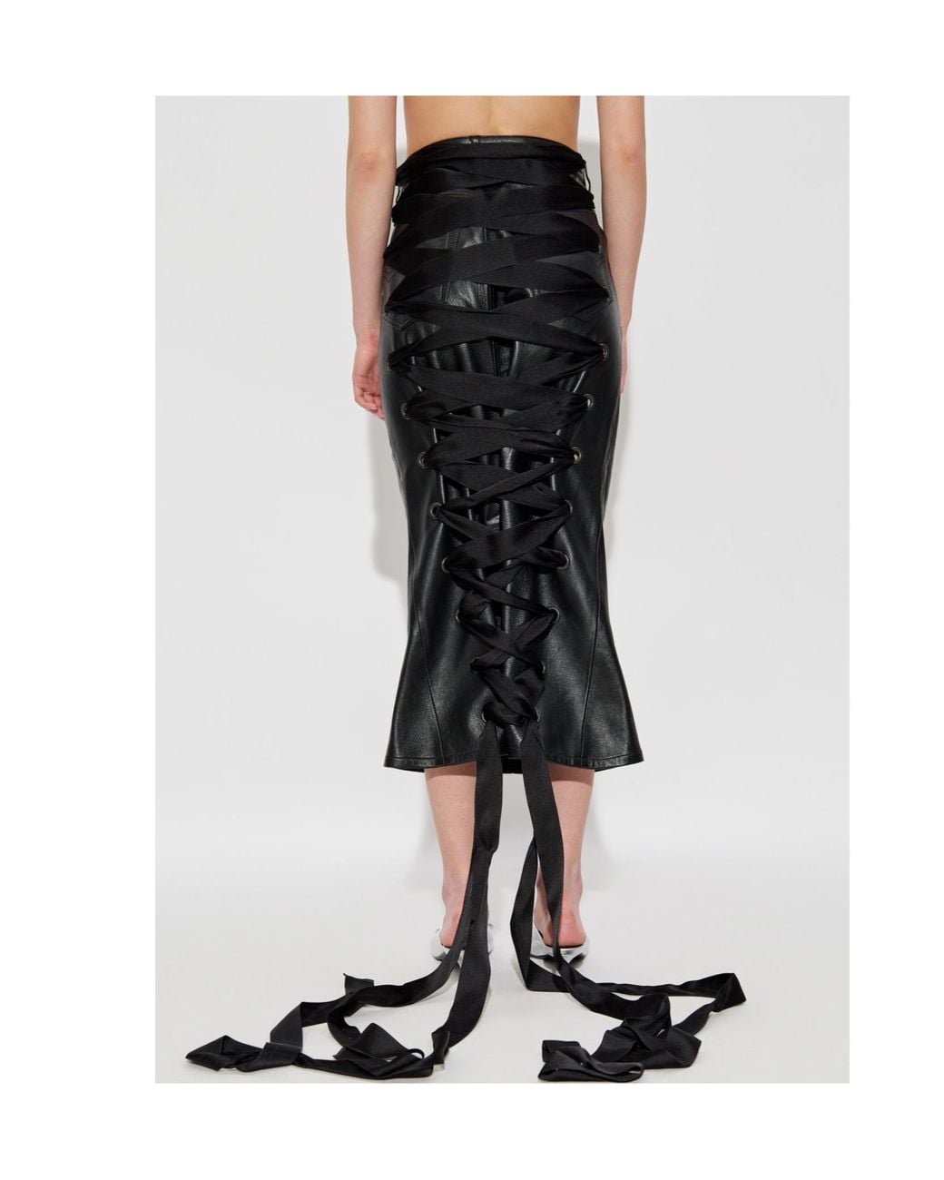 Balenciaga Black Laced Leather Skirt