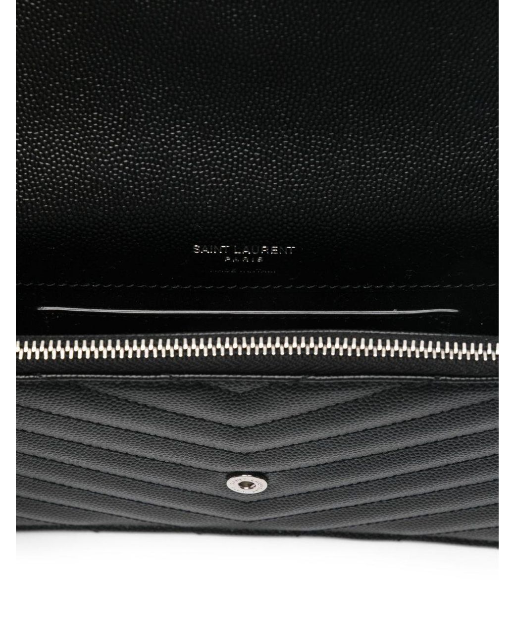 Saint Laurent Black Cassandre Envelope Chain Wallet