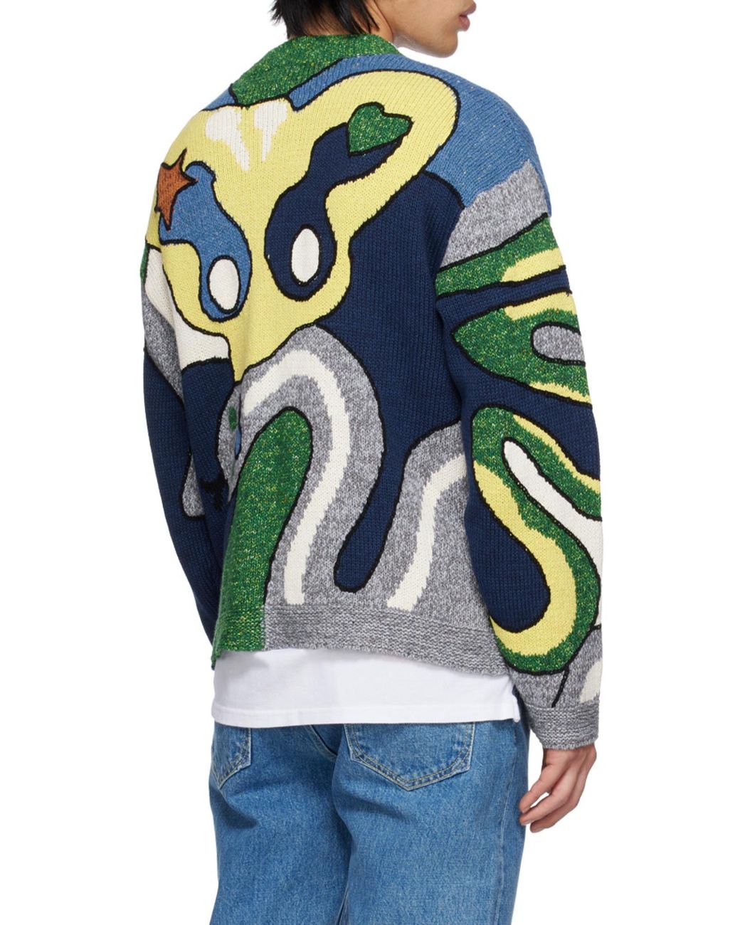 KENZO Green Graphic-Print Knit Cardigan for men