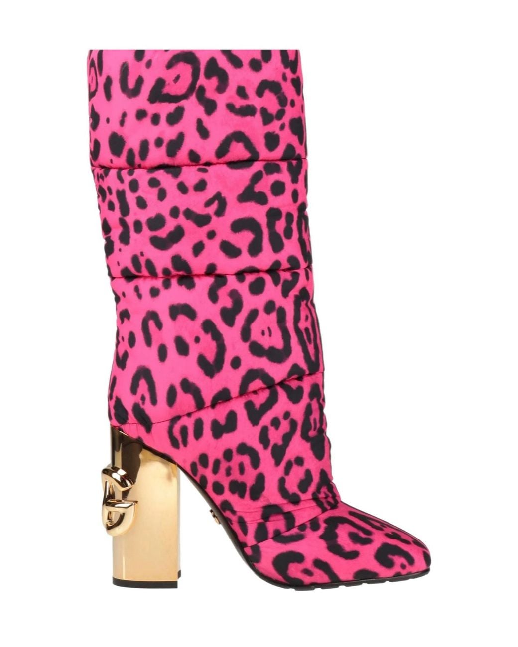 Dolce & Gabbana Pink Leopard-Print Platform Boots