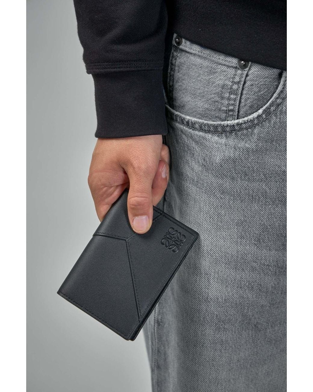 Loewe Black Puzzle Edge Logo Embossed Card Holder for men