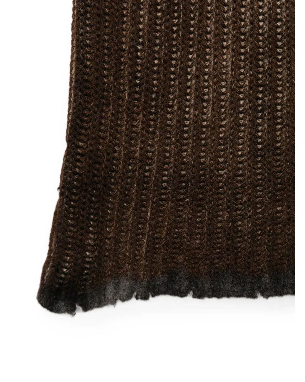 Avant Toi Brown Ribbed-Knit Distressed-Effect Scarf for men