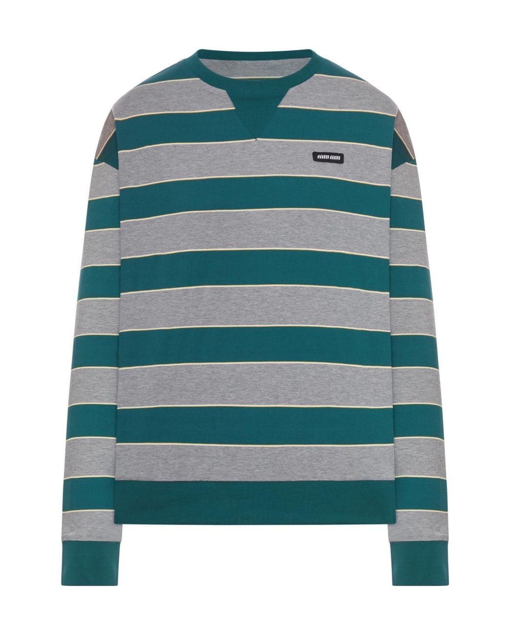 Miu Miu Green Oversized Striped Sweatshirt
