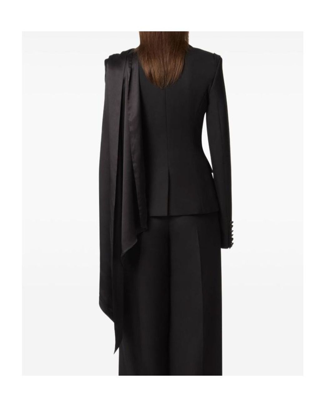 Nina Ricci Black Draped-Scarf Blazer