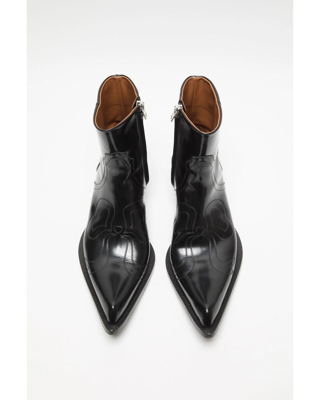 Acne Black Pointed-Toe Western Ankle Boots for men