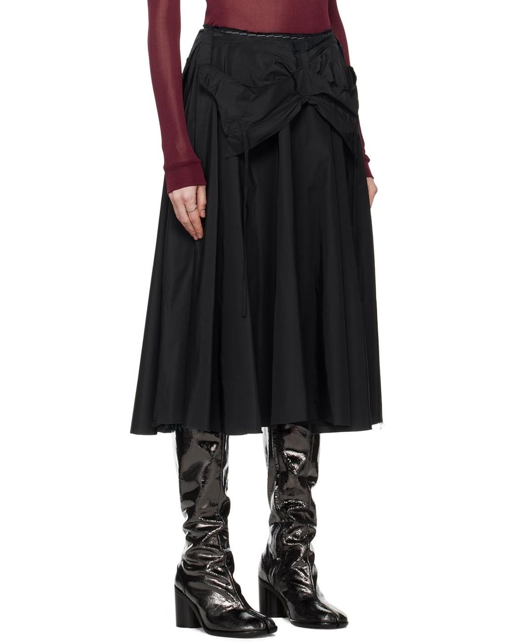 Maison Margiela Black High Waist Pleated A-Line Skirt
