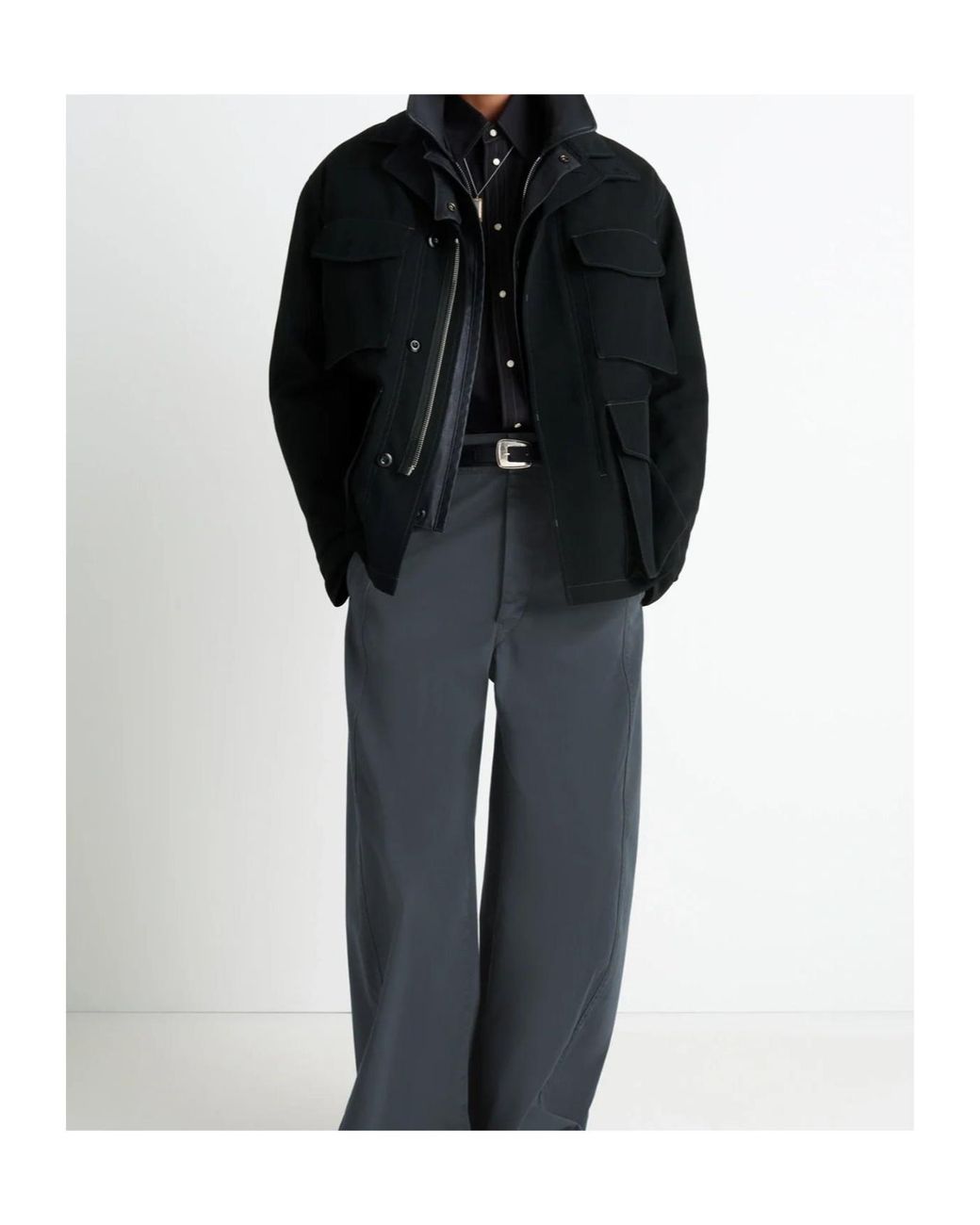 Lemaire Black Long-Sleeved Buttoned-Cuff Pocket Overshirt for men