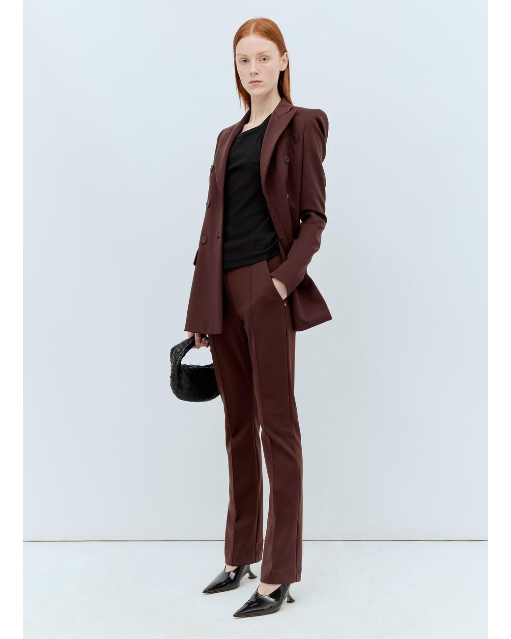 Sportmax Red High Waist Straight Leg Trousers