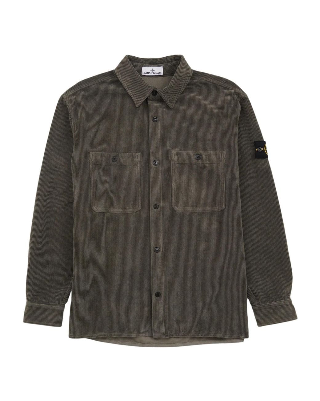 Stone Island Gray Corduroy Overshirt for men