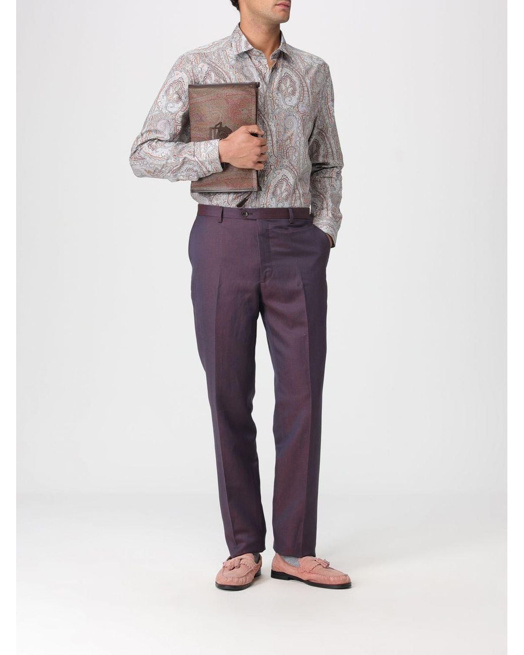 Etro Brown Floral Paisley Long-Sleeved Shirt for men