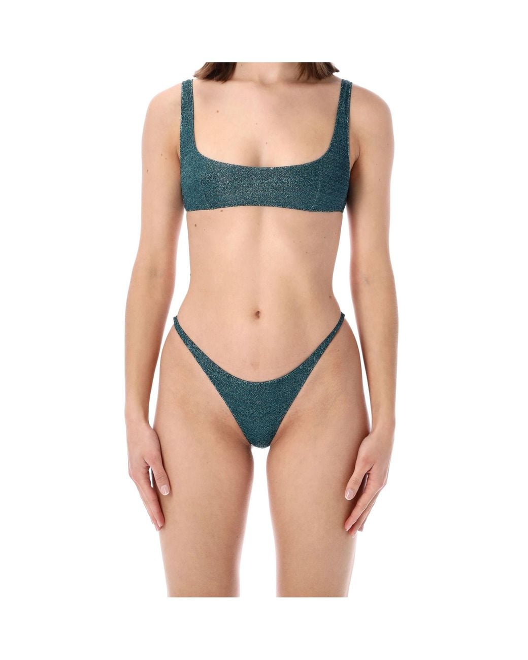 Oseree Blue Oséree Lumiere Two-Piece Giltter Bikini Set