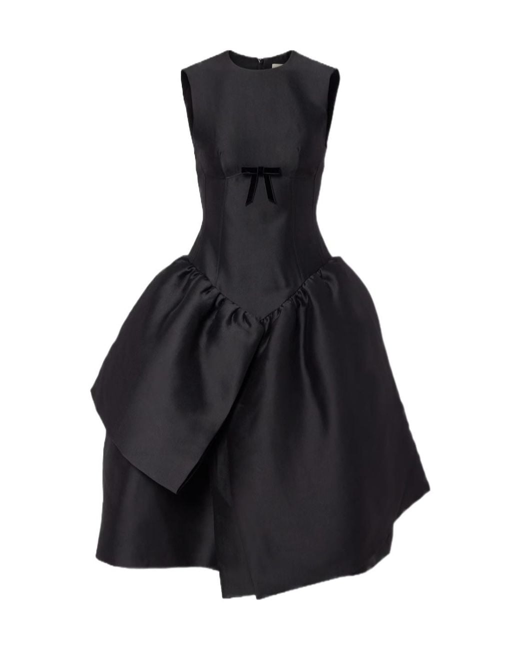 ShuShu/Tong Black Bow-Detail Midi Dress