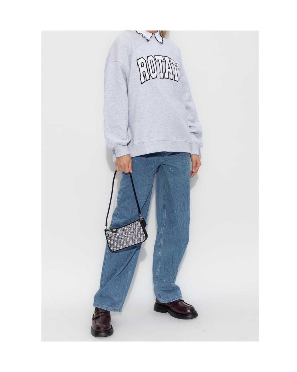 ROTATE BIRGER CHRISTENSEN Gray Heavy Crewneck Sweatshirt