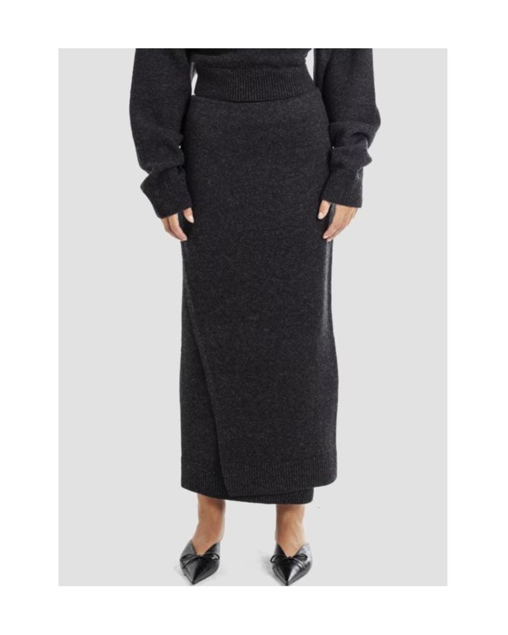 Balenciaga Black Slit Detailed Knit Skirt