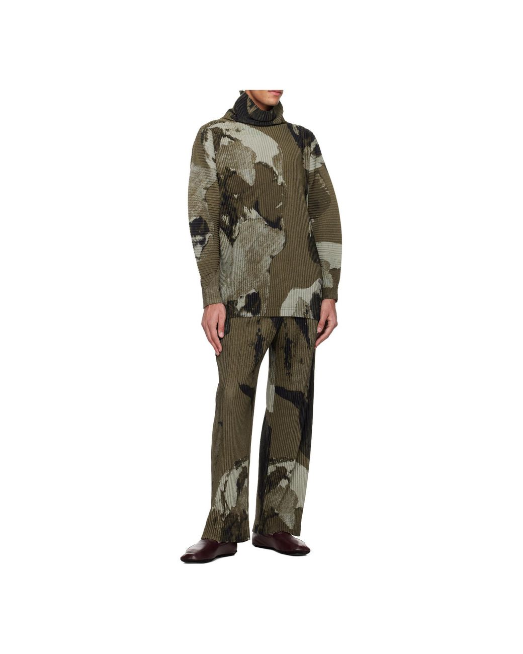 Homme Plissé Issey Miyake Green Pleated Print T-Shirt for men