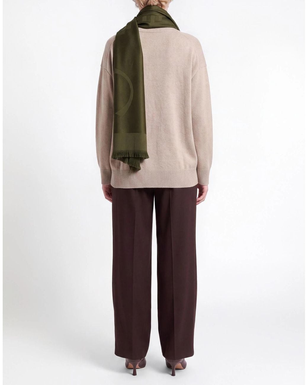 Saint Laurent Green Solid-Color Wool Scarf