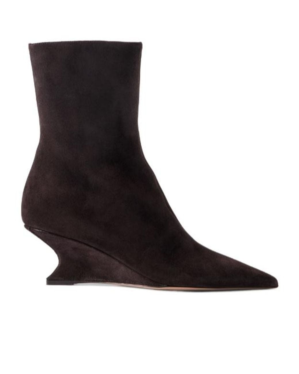 Paris Texas Black Suede Wedge Ankle Boots