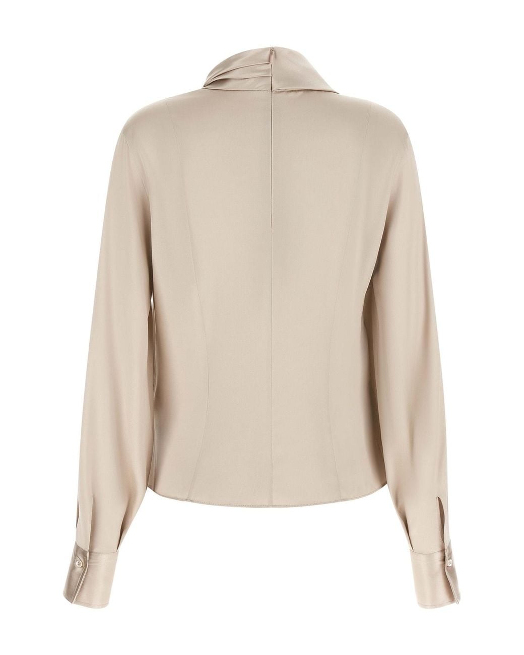 Brunello Cucinelli Natural Asymmetric Draped Blouse