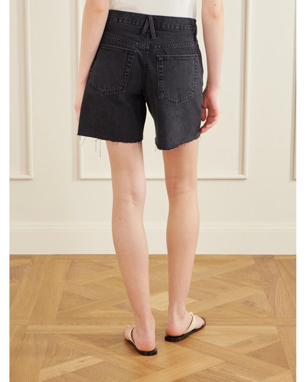 SLVRLAKE Denim Blue Sienna Frayed Denim Shorts