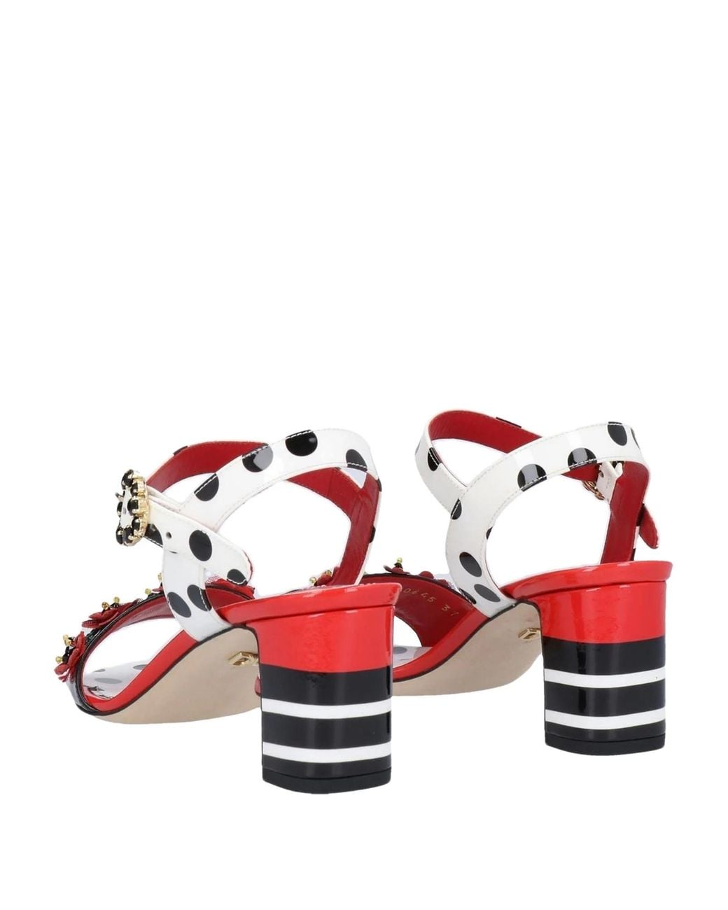 Dolce & Gabbana Red Round-Toe Open-Back Polka Dot Sandals