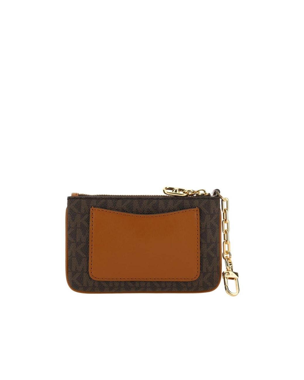 MICHAEL Michael Kors Brown Logo-Plaque Zip-Up Leather Purse for men