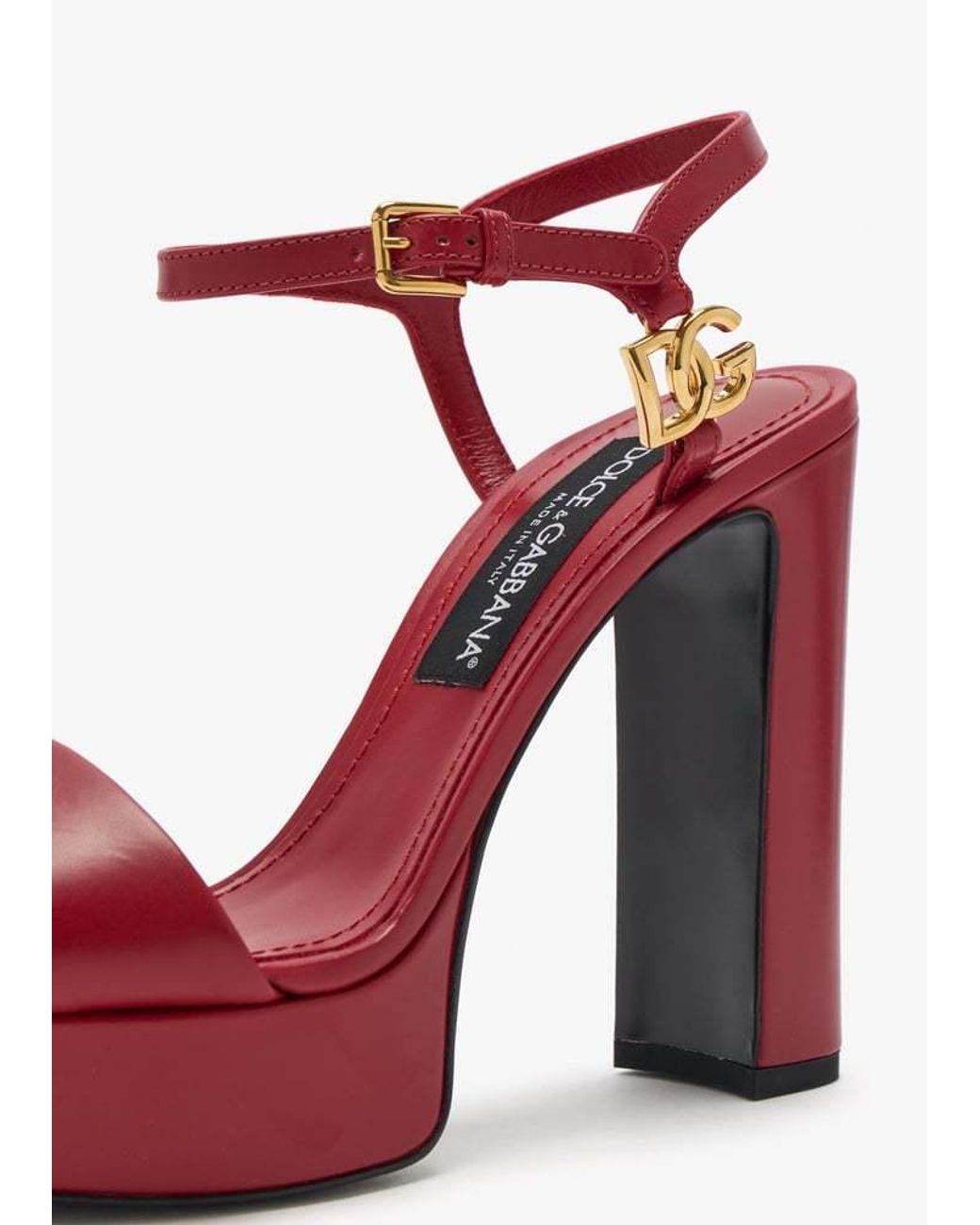Dolce & Gabbana Red Calfskin Platform Sandals