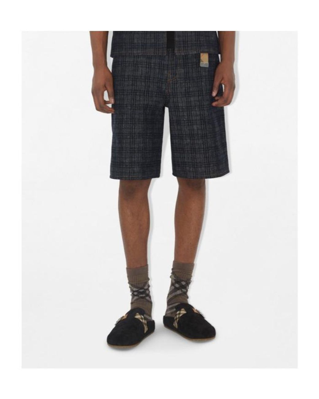 Burberry Black Checked Slip-On Clogs for men