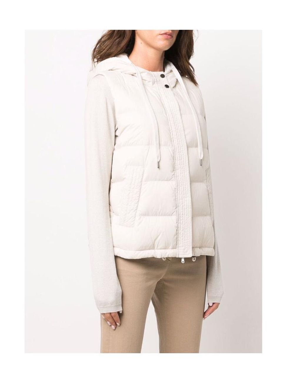 Brunello Cucinelli White Hooded Puffer Gilet