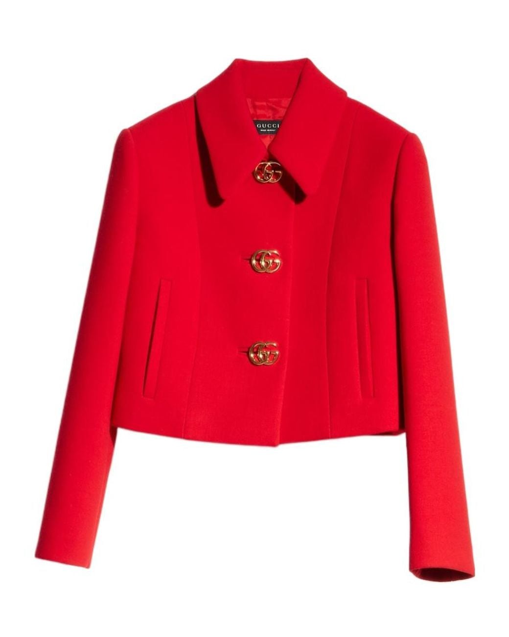 Gucci Red Crêpe Wool Jacket With Double G Button