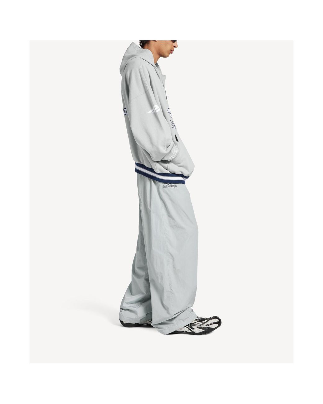 Balenciaga Gray Logo-Detailed Polo Hoodie for men