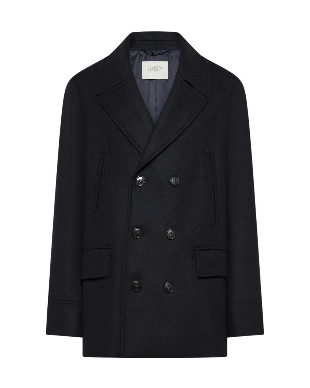 Seventy Black Double-Button Coat for men