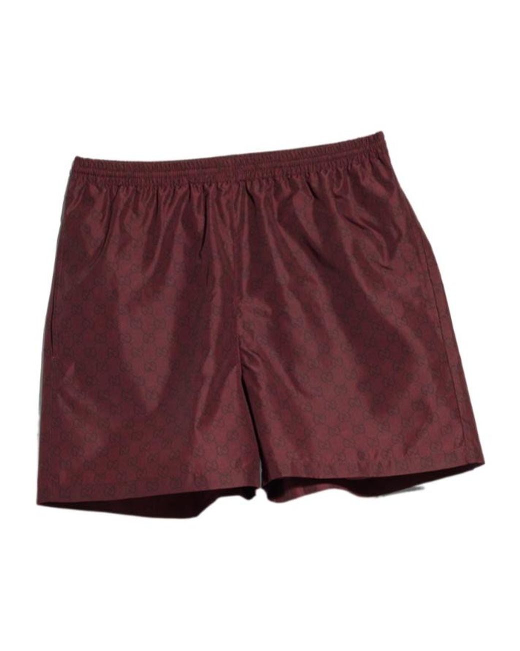 Gucci Red Printed Polyester Poplin Swim Shorts for men