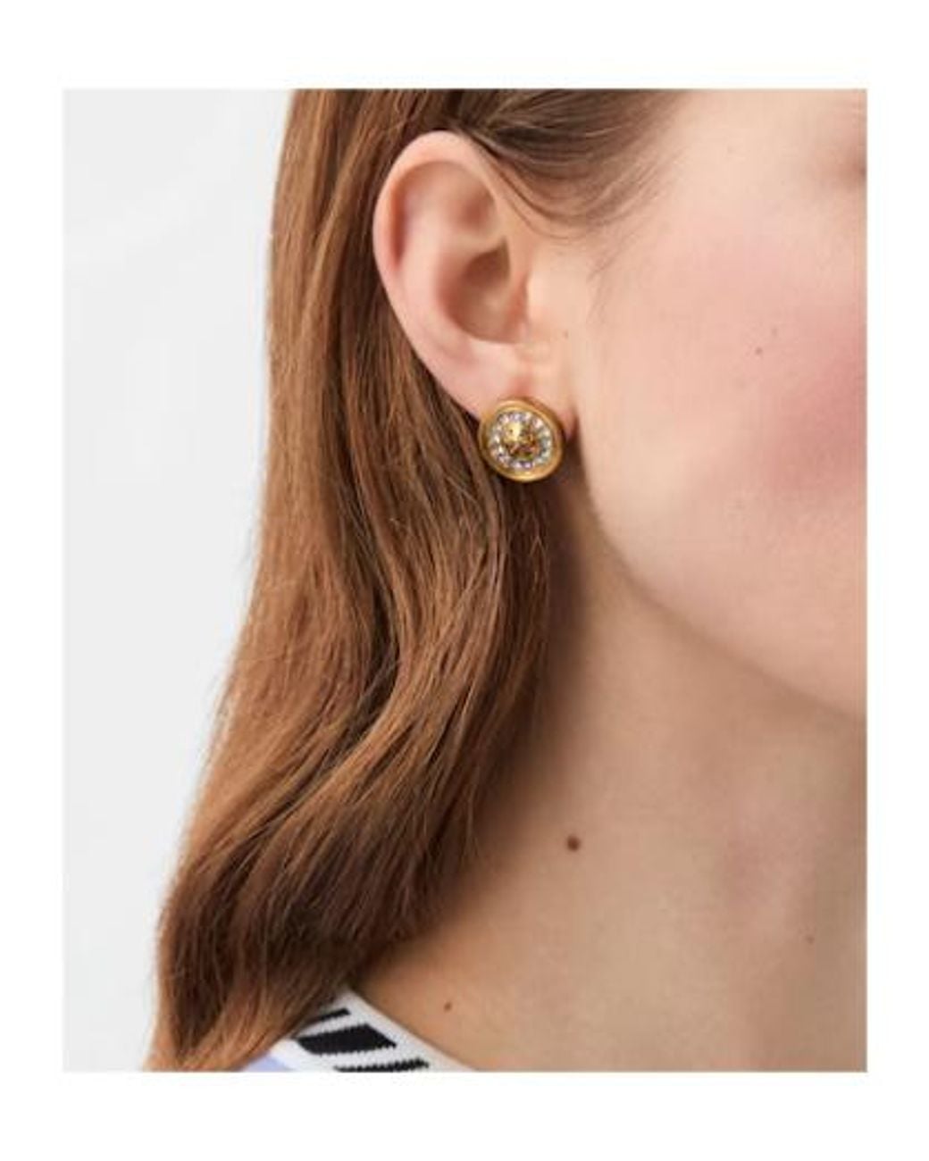Versace Metallic Crystal Medusa Stud Earrings