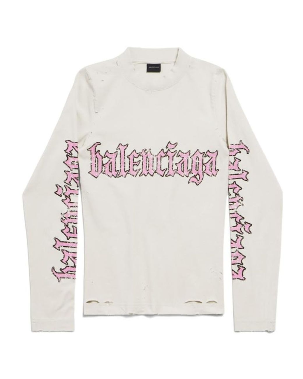 Balenciaga Blackletter Script Fitted Long-Sleeved T-Shirt in