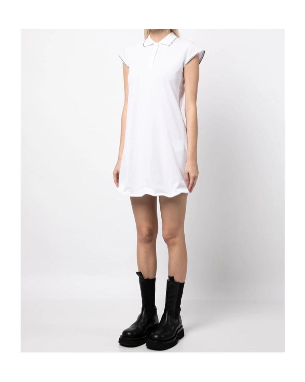 we11done White Contrast-Stitching Shirt Dress