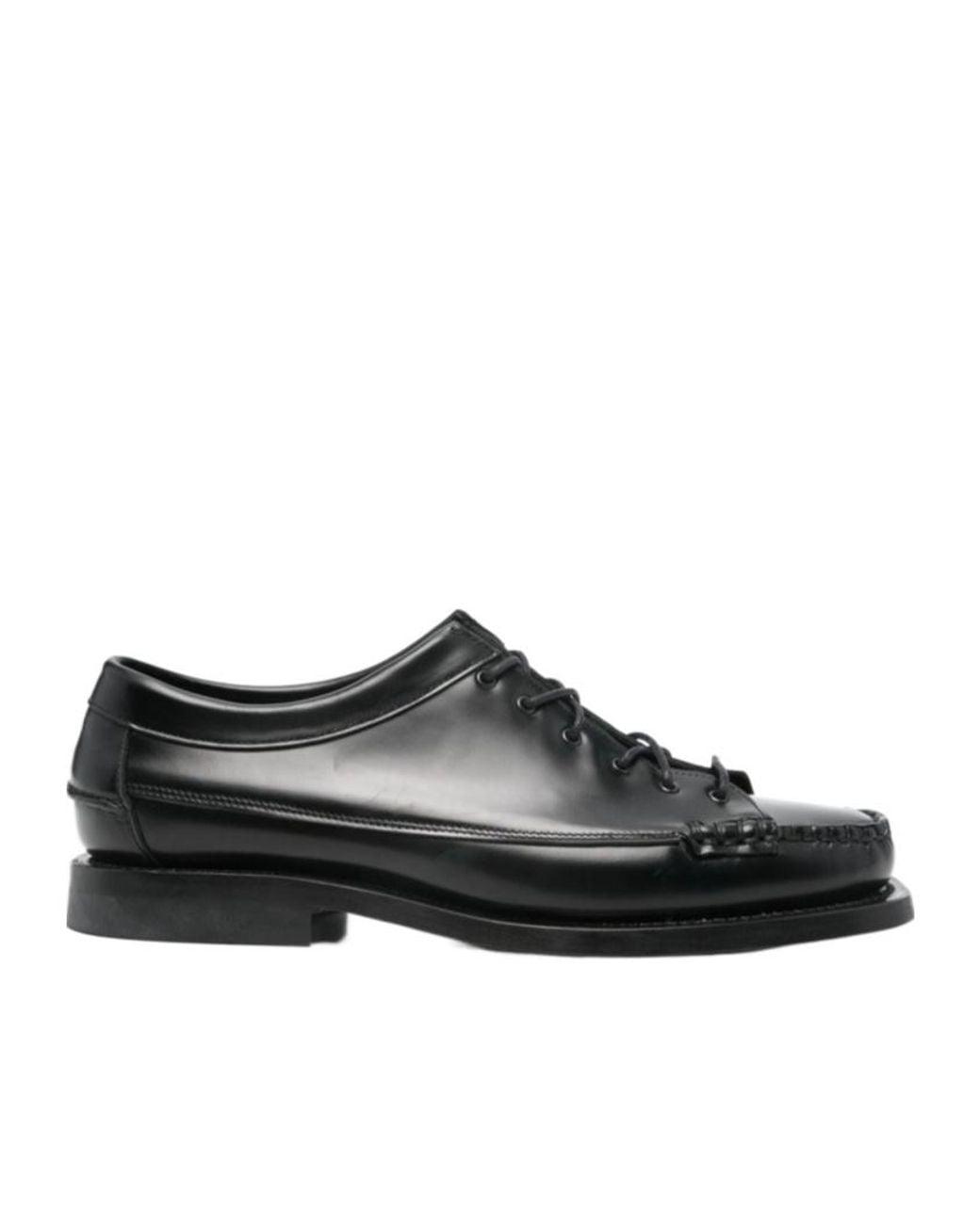 Hereu Black Lace-Up Derby Shoes for men