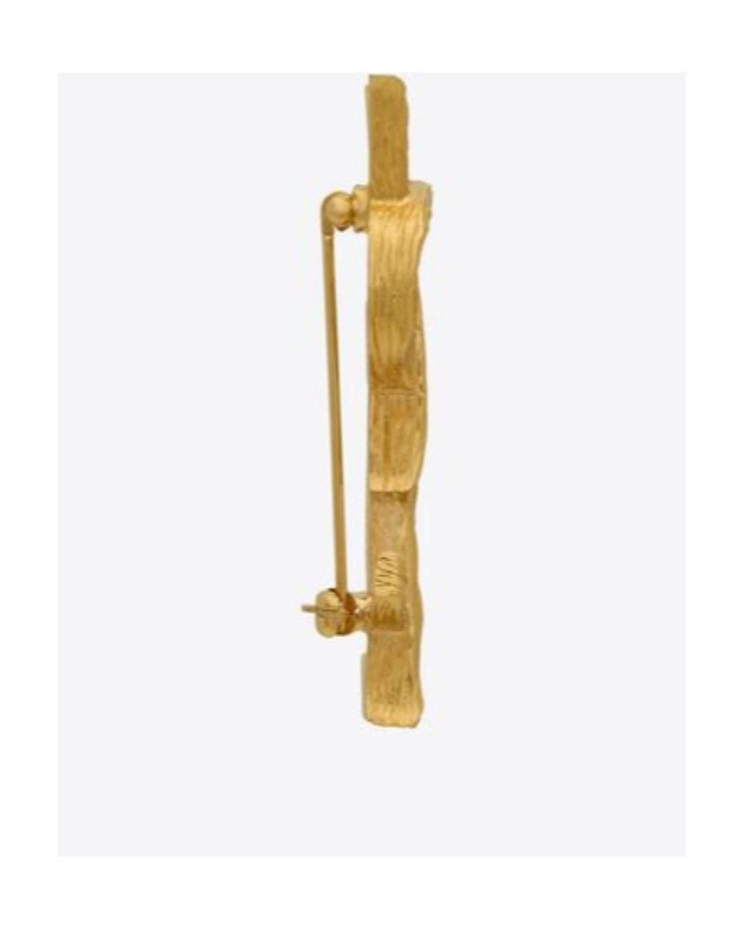 Saint Laurent Metallic Textured-Finish Brooch