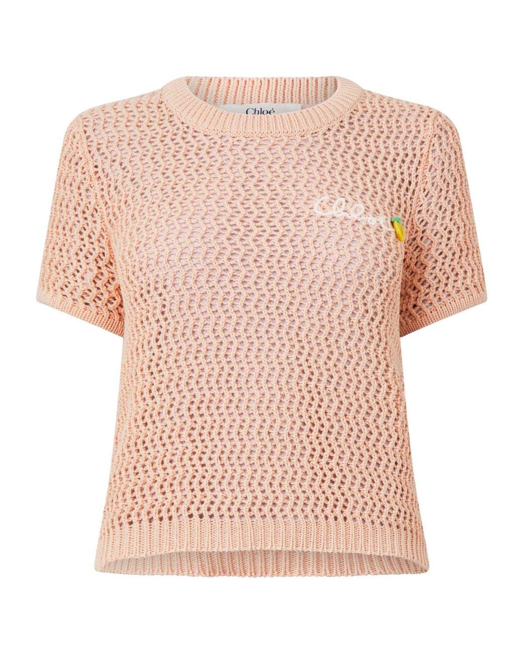 Chloé Pink Mp20 Short Sleeve Knitted Top