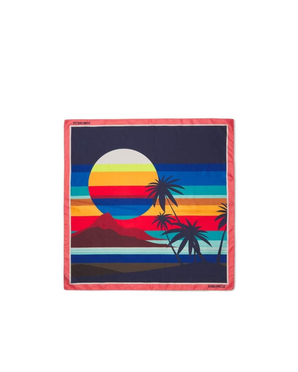 DSquared² Blue Tropical Print Square Scarf