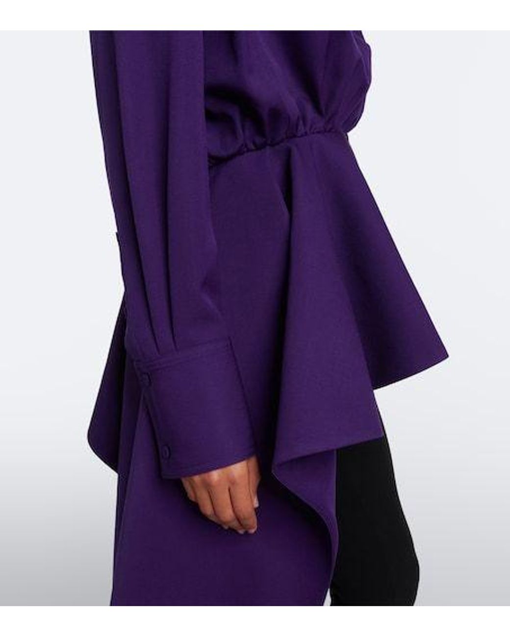 Mugler Blue Peplum Wool Blouse