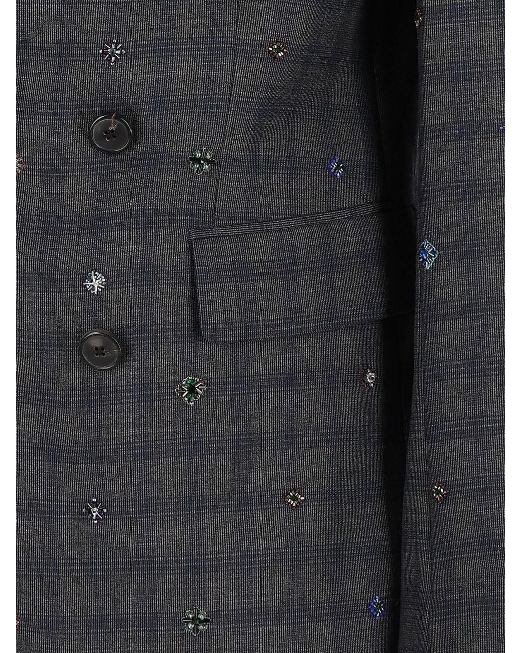 Dries Van Noten Black Embroidered Wool Blazer for men