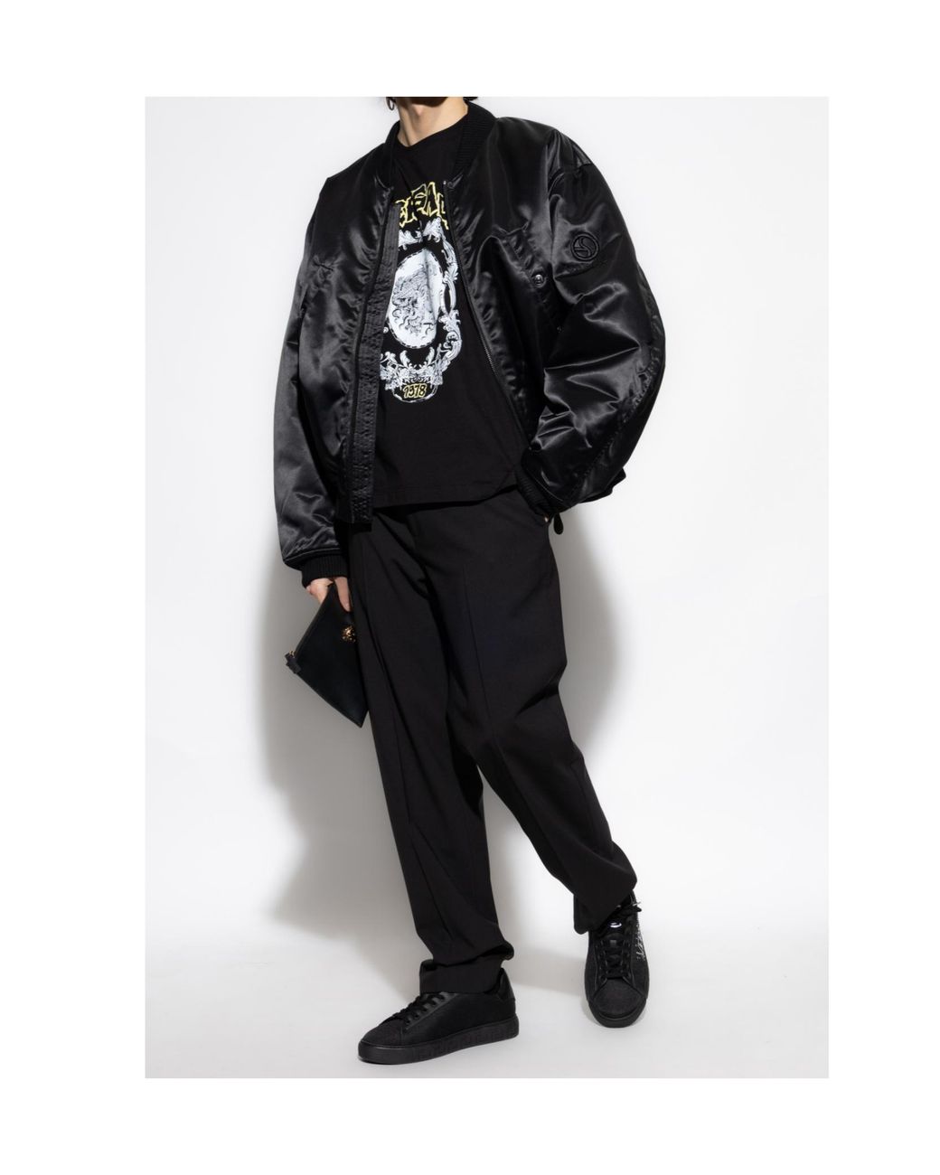 Versace Black Logo-Printed Crewneck T-Shirt for men