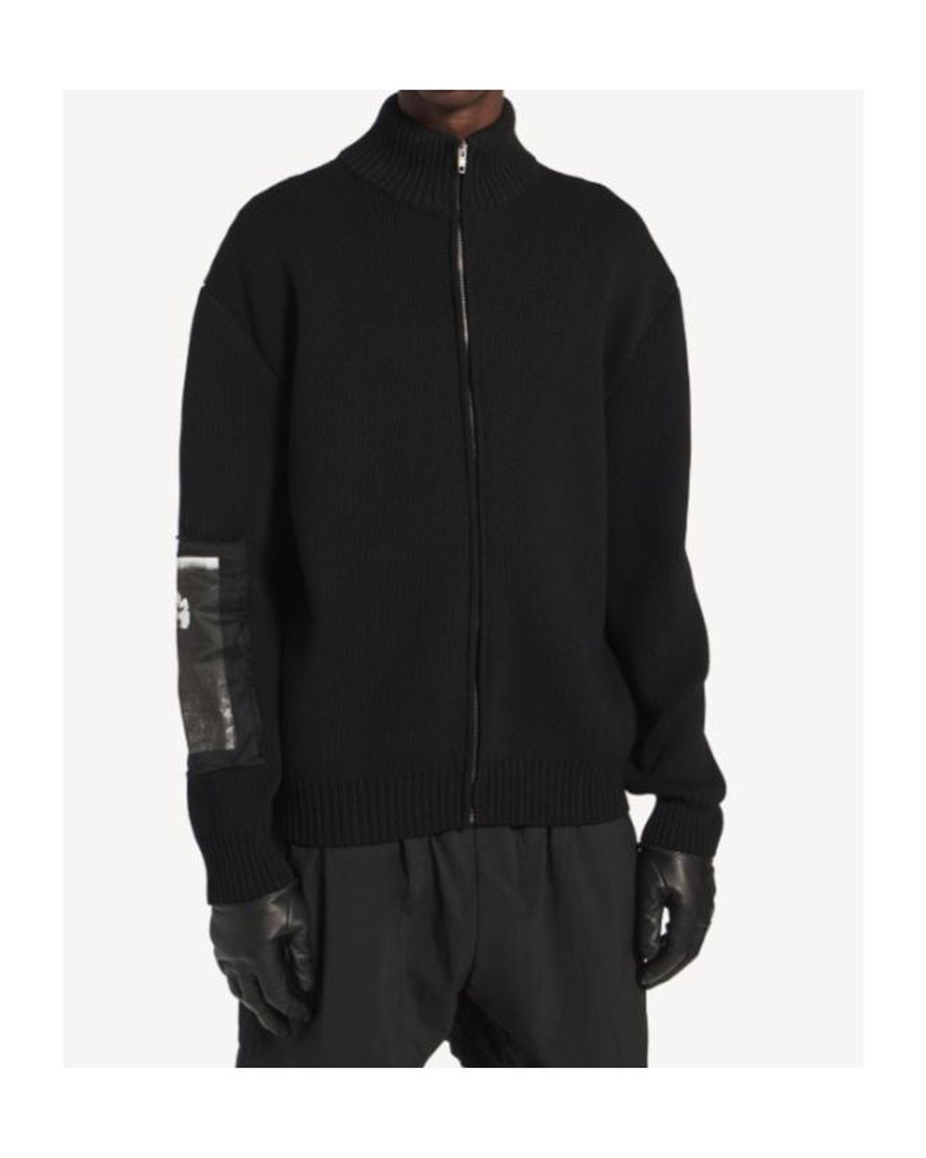 Balenciaga Black Graphic Zip-Up Cardigan for men