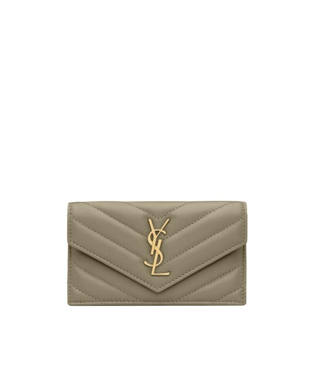 Saint Laurent Gray Cassandre Matelassé Card Case