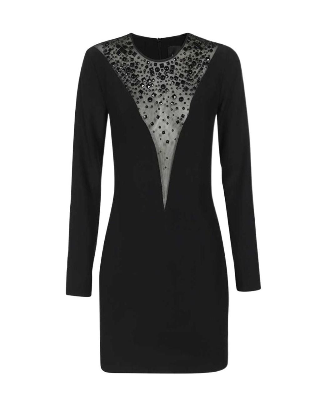 John Richmond Black Studded Sheer Panel Dress
