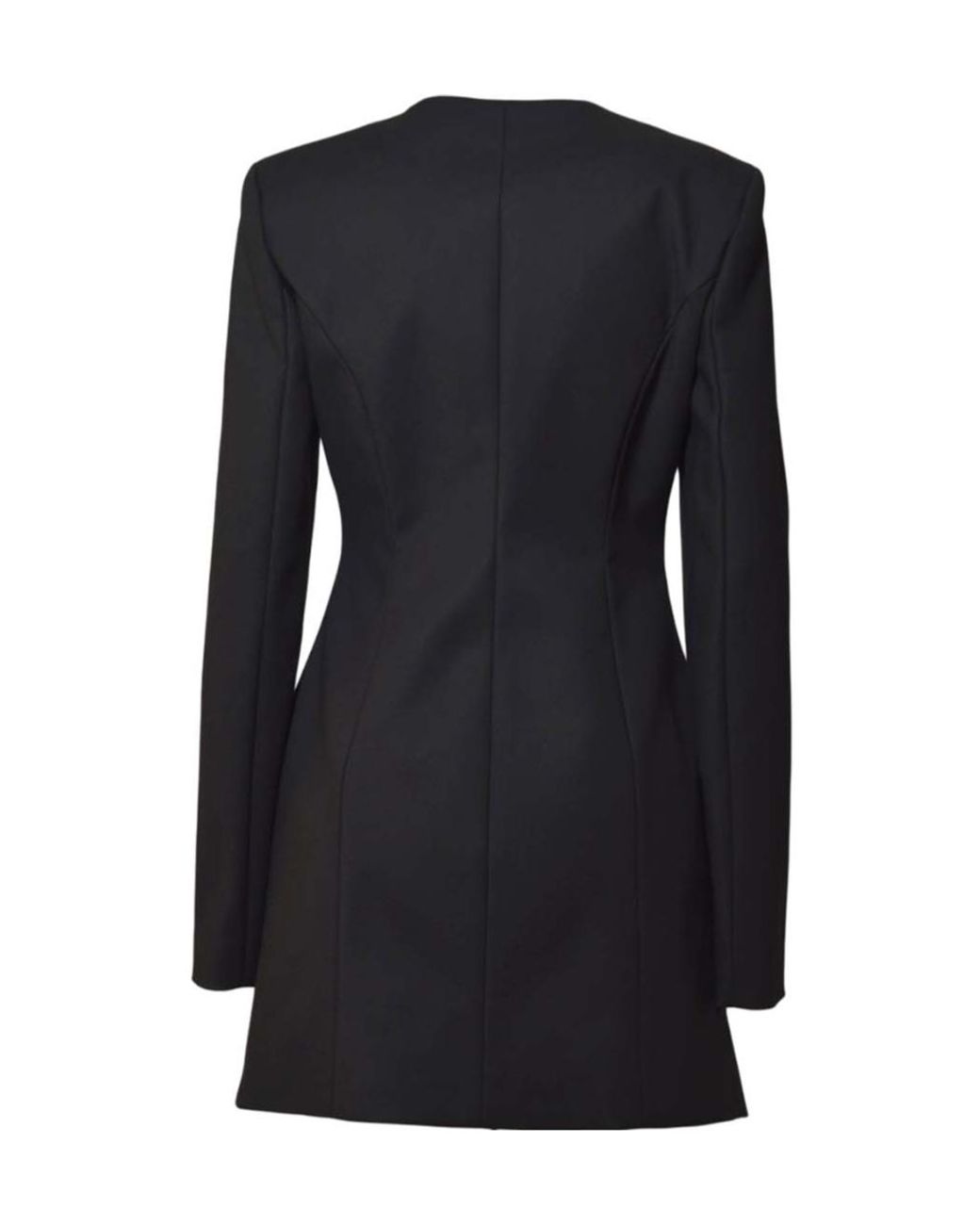 MSGM Black Zip-Up Crewneck Coat