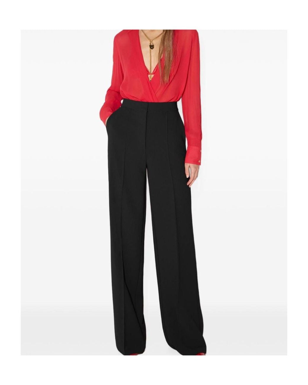 Elisabetta Franchi Black Lightweight Crêpe Fabric Trousers