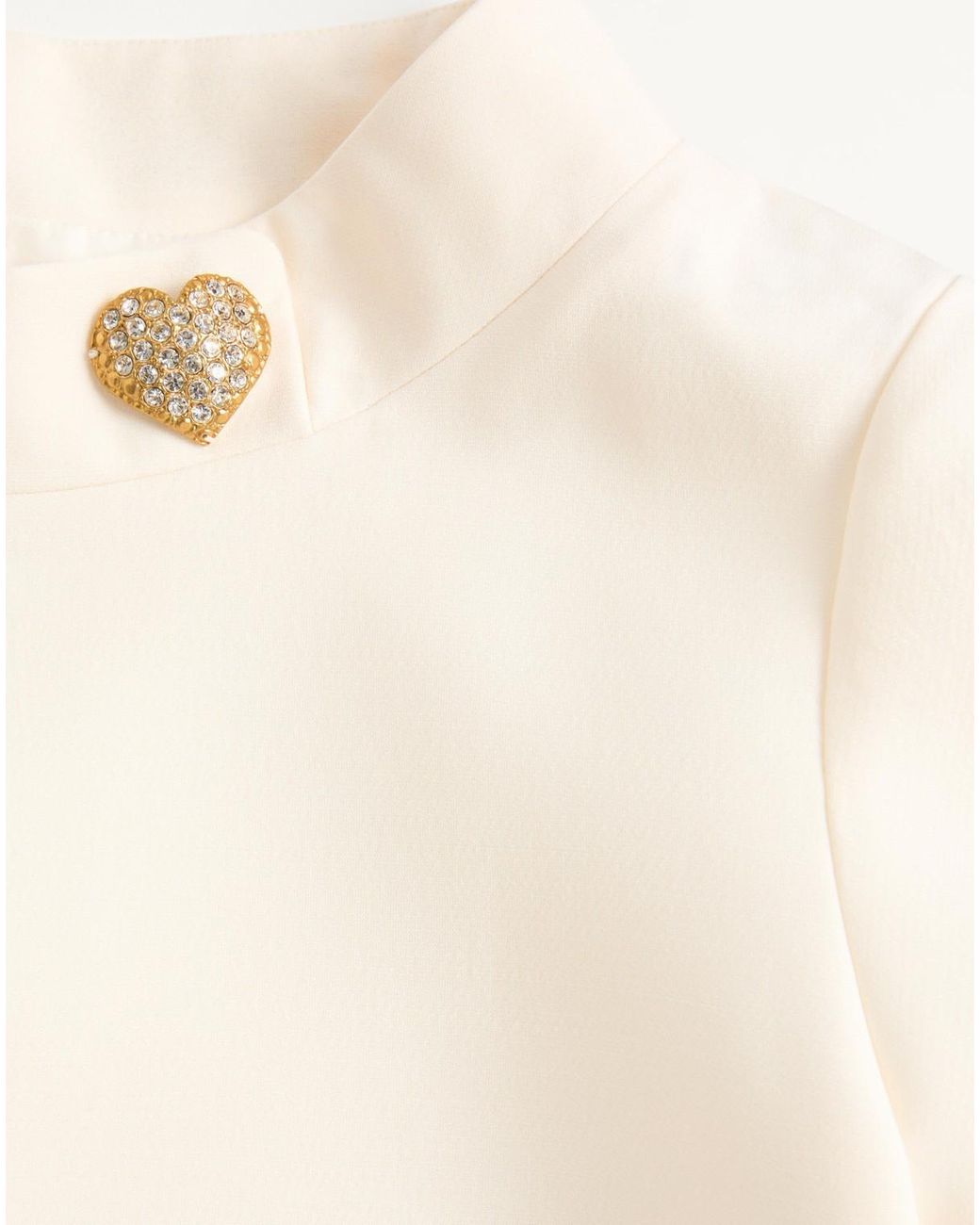 Valentino White Heart Embellished Short-Sleeved Dress