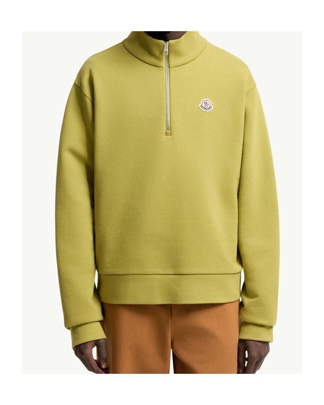 Moncler Yellow Half-Zip Logo Sweatshirt for men